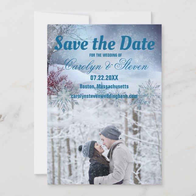 Save The Date Mariage Merveilleux Paysage Hivernal (Devant)