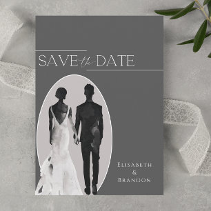 Save The Date Mariage Minimaliste Aquarelle Silhouette Simple