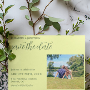 Save The Date Mariage minimaliste Beurre Jaune et Sage