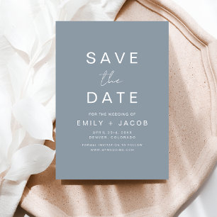 Save The Date Mariage minimaliste bleu Dusty Enregistrer la cart