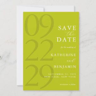 Save The Date Mariage minimaliste chartreuse moderne