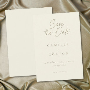 Save The Date Mariage Minimaliste Crème d'Ivoire Élégant