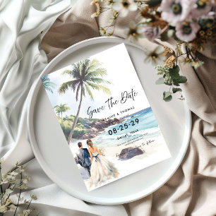 Save The Date Mariage minimaliste de destination de plage d'été