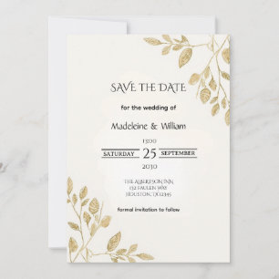 Save The Date Mariage minimaliste de l'or Botanique Eucalyptus