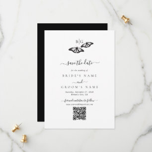 Save The Date Mariage minimaliste de papillon noir blanc