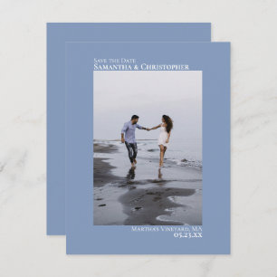 Save The Date Mariage minimaliste de photo verticale bleu poussi