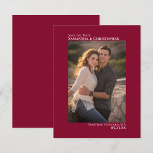Save The Date Mariage minimaliste de photo verticale rouge canne