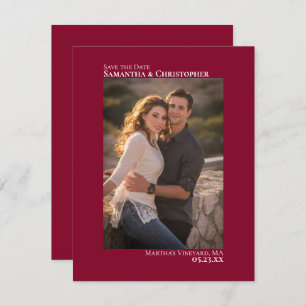 Save The Date Mariage minimaliste de photo verticale rouge canne