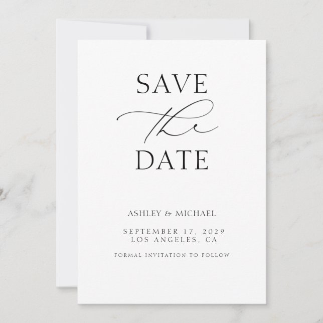 Save The Date Mariage minimaliste de typographie moderne (Devant)