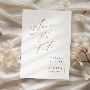 Save The Date Mariage minimaliste d'écriture or élégant