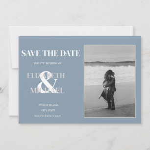 Save The Date Mariage minimaliste dusty blue photo enregistrer l