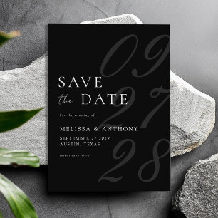 Save The Date Mariage minimaliste élégant moderne noir et blanc