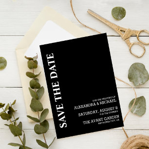 Save The Date Mariage minimaliste en noir et blanc