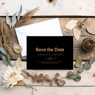 Save The Date Mariage minimaliste horizontal classique or noir