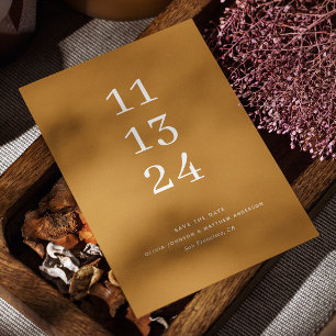 Save The Date Mariage minimaliste jaune moutarde moderne d'autom