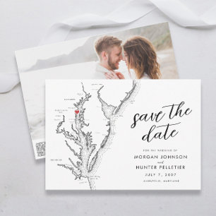 Save The Date Mariage minimaliste moderne à Annapolis sur la bai