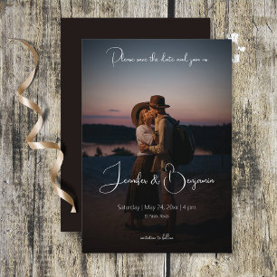 Save The Date Mariage minimaliste moderne de la photo Dark