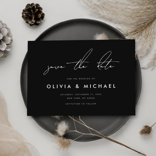 Save The Date Mariage minimaliste moderne noir Enregistrer la da (Créateur téléchargé)