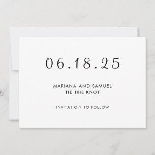 Save The Date Mariage minimaliste moderne noir et blanc