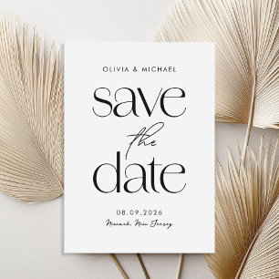 Save The Date Mariage minimaliste moderne noir et blanc