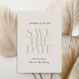Save The Date Mariage minimaliste moderne noir et ivoire chic