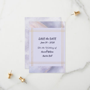 Save The Date Mariage minimaliste moderne or et violet 