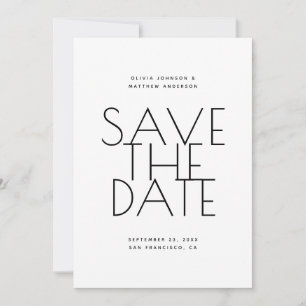 Save The Date Mariage Minimaliste Noir & Blanc   Photo & Code QR