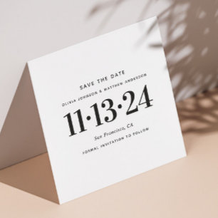 Save The Date Mariage Minimaliste Noir & Blanc. Typographie Épur