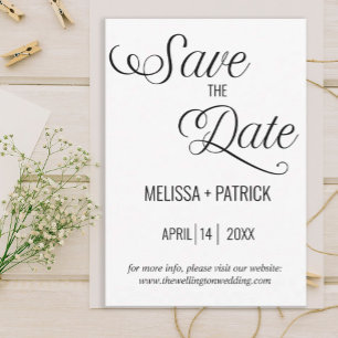 Save The Date Mariage minimaliste noir et blanc