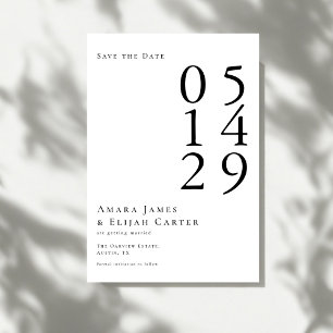 Save The Date Mariage minimaliste noir et blanc moderne