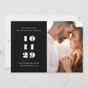 Save The Date Mariage minimaliste noir Photo éditoriale modern
