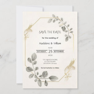 Save The Date Mariage minimaliste or botanique élégant