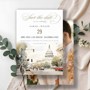 Save The Date Mariage minimaliste photo aquarelle à Washington D