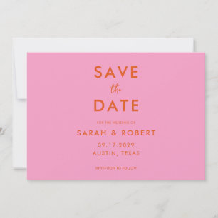 Save The Date Mariage minimaliste rose orange moderne