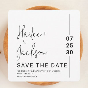 Save The Date Mariage minimaliste Style Nettoyer Carré simple