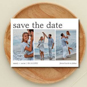 Save The Date Mariage Minimaliste Trois Photos 