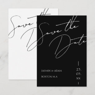 Save The Date Mariage Minimaliste Typographie Script Noir