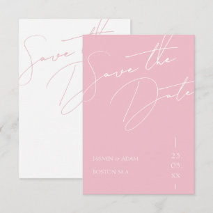 Save The Date Mariage Minimaliste Typographie Script Rose Bonbon