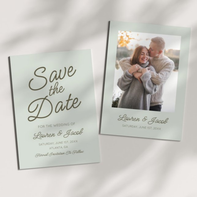 Save The Date Mariage minimaliste vert moderne (Créateur téléchargé)