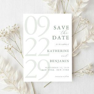 Save The Date Mariage Minimaliste Vert Sauge Moderne