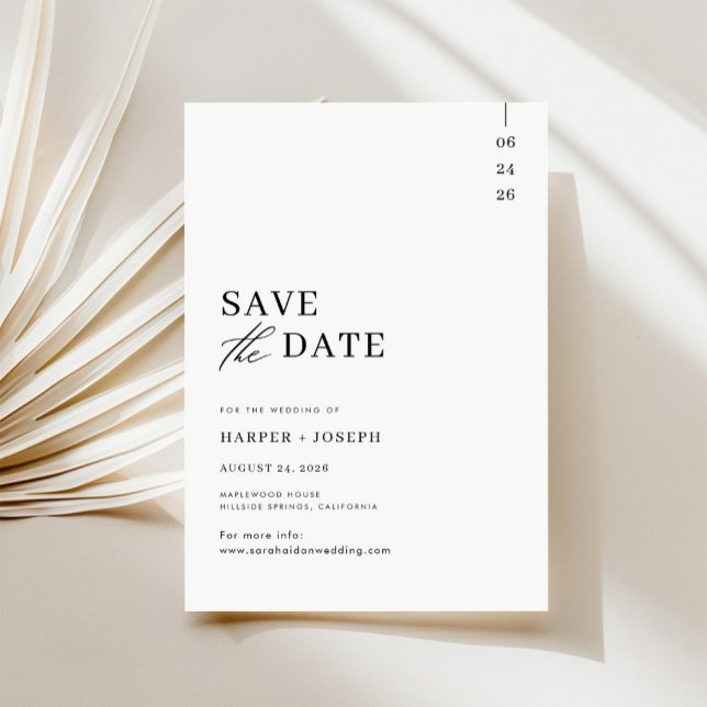 Save The Date Mariage Moderne à Budget avec Écriture en Noir et  (Créateur téléchargé)