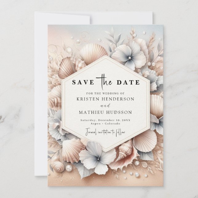 Save The Date Mariage moderne à la plage imprimable (Devant)