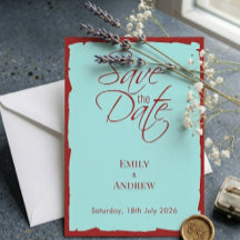 Mariage Moderne Aqua Sarcelle et Rouge Profond