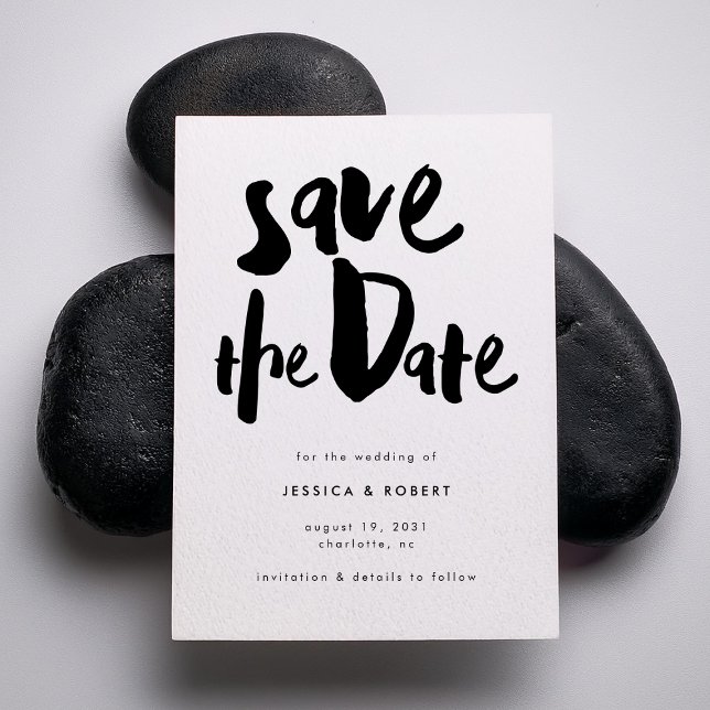 Save The Date Mariage Moderne Audacieux et Élégant Écriture au P (Créateur téléchargé)