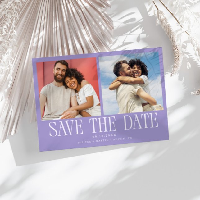 Save The Date Mariage moderne aux 2 photos de lilas (Créateur téléchargé)