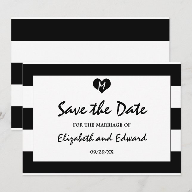 Save The Date Mariage moderne chic noir et blanc Enregistrer la  (Devant / Derrière)