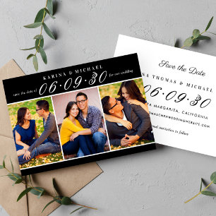 Save The Date Mariage Moderne Collage Photo Noir Trois