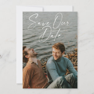 Save The Date Mariage Moderne Couple Minimaliste Photo Script