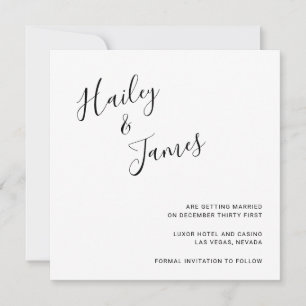 Save The Date Mariage Moderne Élégant en Noir et Blanc