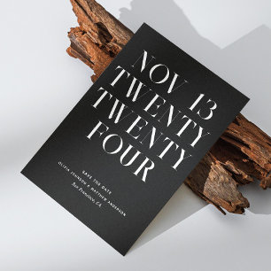 Save The Date Mariage Moderne en Noir Tie. Formel Minimaliste Si